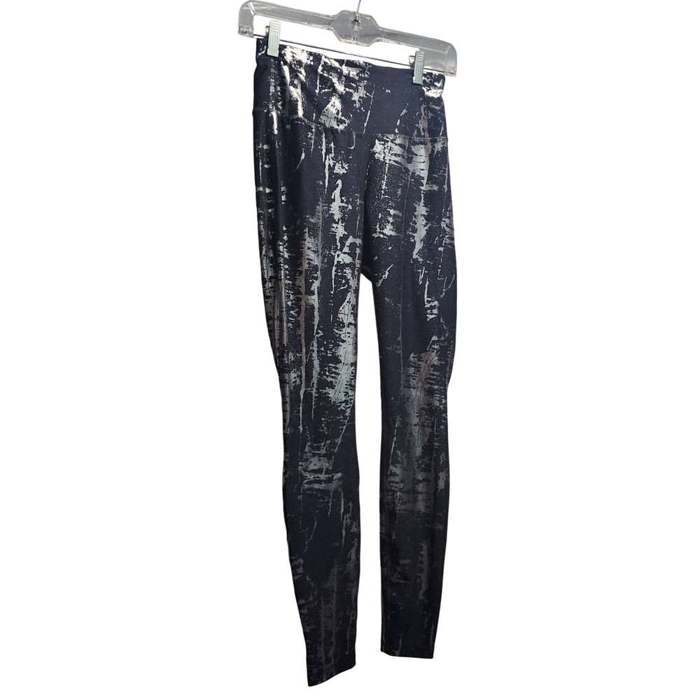 AVIA Women's Black Silver Abstract Print Athletic Leggings‎ XS